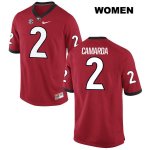 Women's Georgia Bulldogs NCAA #2 Jake Camarda Nike Stitched Red Authentic College Football Jersey VOX1754NB